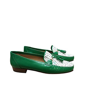 HB Italia Ladies Shoes - In Green Leather With Detailed Front
