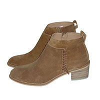 Alpe Women's Tan Suede Ankle Boots With Weave Detail