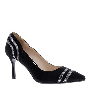 Capollini Ladies Court Shoes Elsie In Black Suede