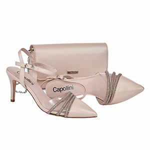 Capollini Ladies Heeled Sling Back Shoes Ophelia In Almond