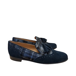 HB Italia Brogue Shoes - In Navy Suede