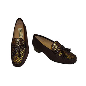 HB Italia Shoes - Ladies Brown Suede Loafers 
