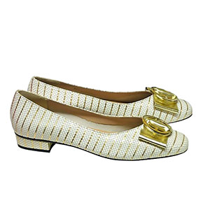 Sale - HB Italia Shoes - June In White, Beige & Gold 