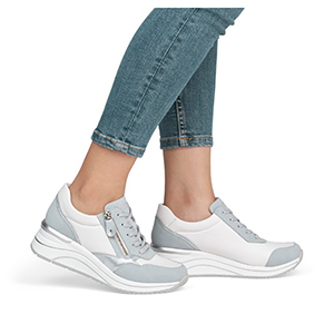 Remonte Soft - D0T01-12 Womens White & Blue Casual Wedge Trainers