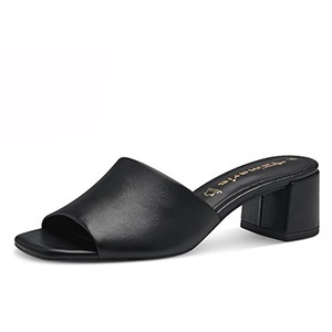 Tamaris Ladies Black Leather Mules