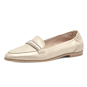 Tamaris Ladies Leather Slipper Shoe In Beige