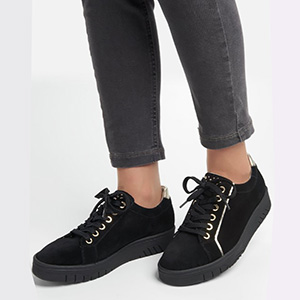 Waldlaufer Ladies Black Suede Sneakers