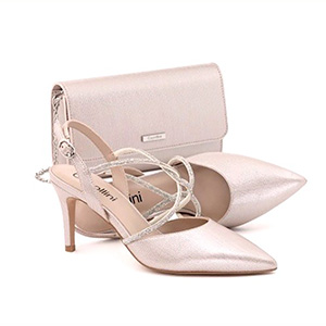 Capollini Ladies Diamante Slingback Shoes - Charlotte In Pearlised Blush 
