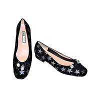 HB Shoes Italia - Jest In Black Suede With Silver Stars