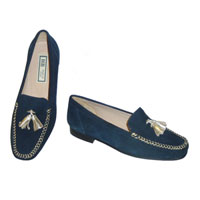 HB Italia Shoes - Navy Suede Loafers