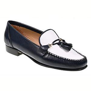 Sale - HB Shoes Italia - Ladies Navy & White Loafer Shoes