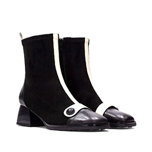 Hispanitas - Marsella Ladies Black & Cream Ankle Boots 