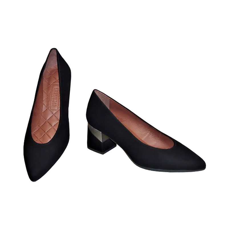 black suede court shoes