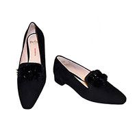 Perlato Ladies Black Suede Shoes