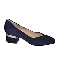 Perlato Ladies Shoes - Navy Suede Court Shoes 