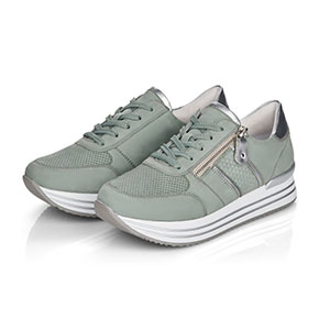 Remonte - D1310-52 - Ladies Mint Green & Silver Trainers