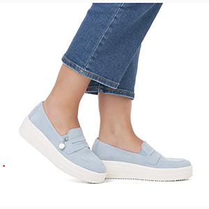 Remonte Soft - D1C05-10 Ladies Pastel Blue Slip On Shoes 