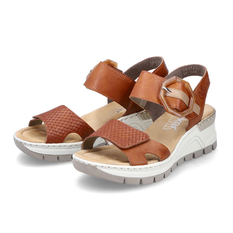 tiggeri arrestordre slank Rieker - 66474-24 Ladies Brown Wedge Sandals