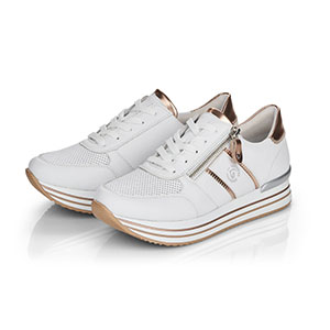 Remonte - D1310-81 Ladies White & Rose Gold Combination Lace Up's