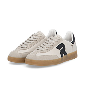 Rieker - W2200-60 Ladies Beige Combination Lace Up Trainers