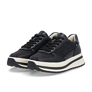 Rieker - W3800-00 Ladies Black Lace Up Trainer