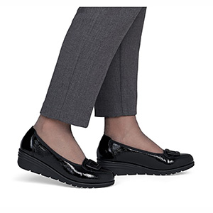 Rieker - L5362-00 Women's Black Patent Slip On Casual Shoes