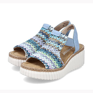 Rieker - 69172-91womens Blue Multi Wedge Sandals
