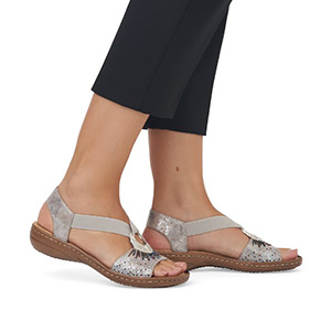 Rieker - 60880-90 Ladies Metallic Low Heeled Sandals 