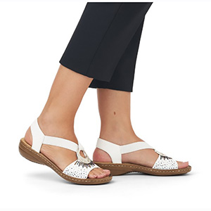 Rieker - 60880-80 Ladies White Low Heeled Sandals 