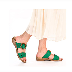 Rieker - 60894-52 Ladies Green Velcro Fastening Sandals 