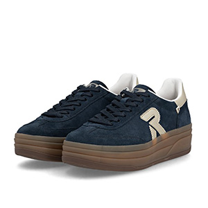 Rieker - W3700-14 Ladies Blue (Navy) Suede Lace Up Trainers