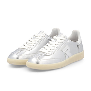 Rieker - W2200-90 Ladies Silver Leather Lace Up Trainers