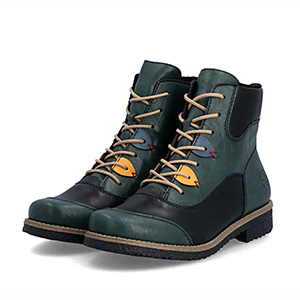Rieker - 73510-90 Ladies Green Combination Ankle Boots