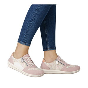Rieker - N1100-31 Ladies Pink Combination Trainers 