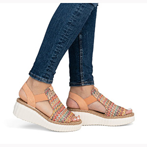 Rieker - 69172-92 Womens Apricot Wedge Sandals 
