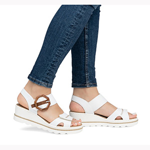 Rieker - 67476-83 Womens White Wedge Sandals 