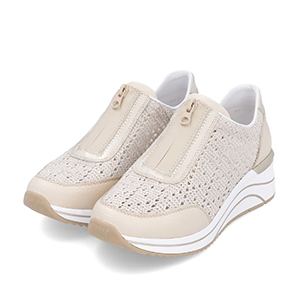 Remonte - D0T15-60 Womens Beige Front Zip Trainer Shoe