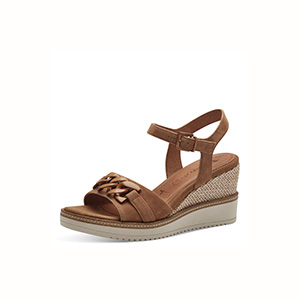 Tamaris Ladies Camel Leather Wedge Heeled Sandals 